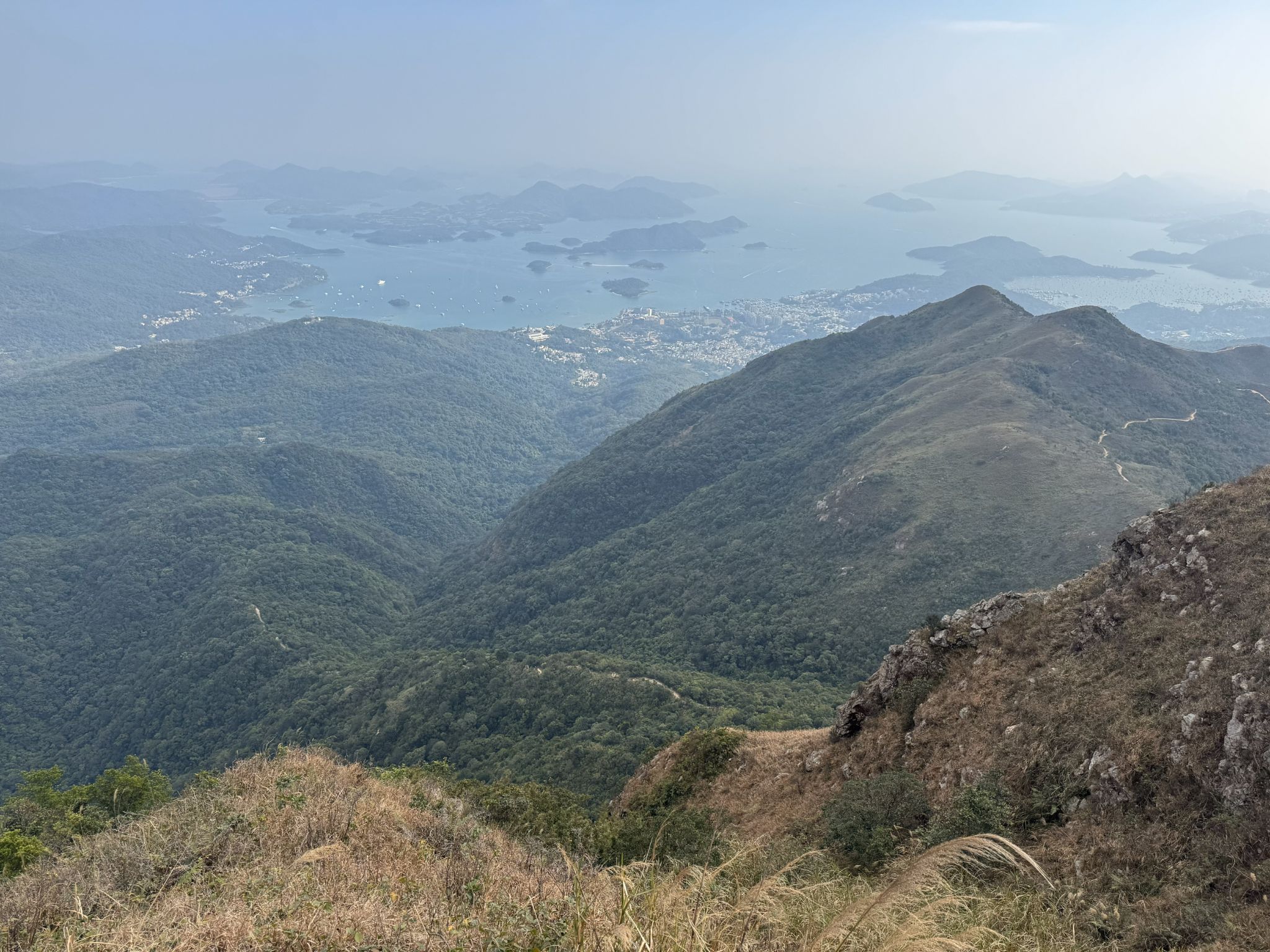 Mountain ridges and coastline seen from Ma On Shan